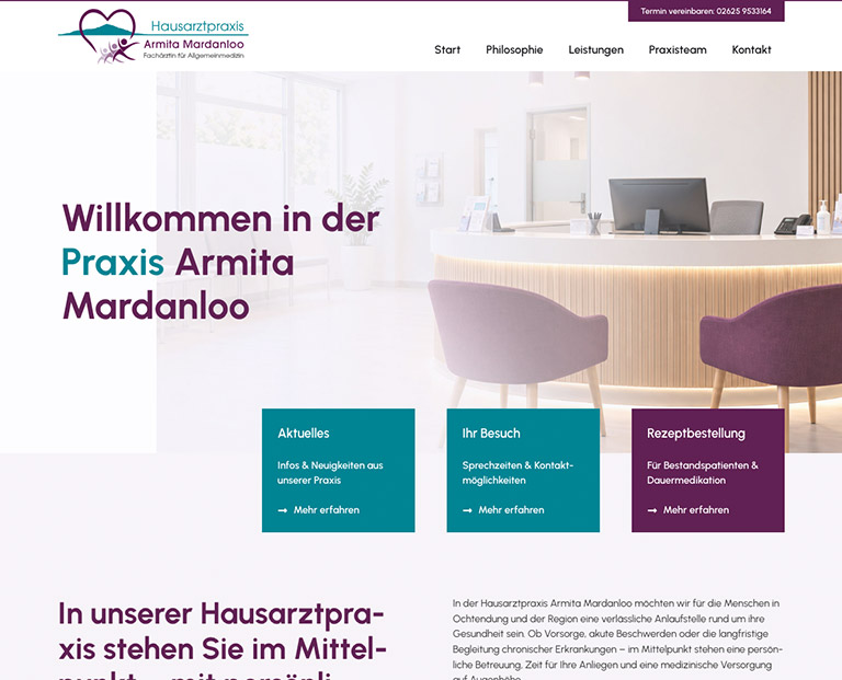 Vorschaugrafik der Hausarztpraxis Armita Mardanloo Website