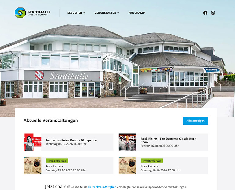 Vorschaugrafik der Stadthalle Ransbach Baumbach Website